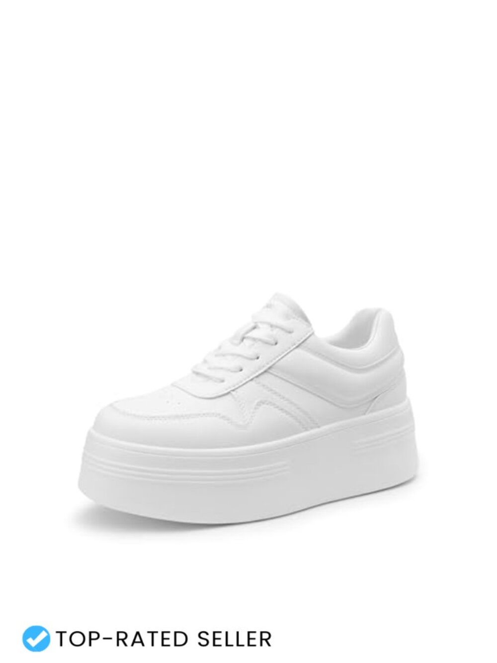Platform Sneakers Chunky Faux Leather Casual Lace-Up Sneakers